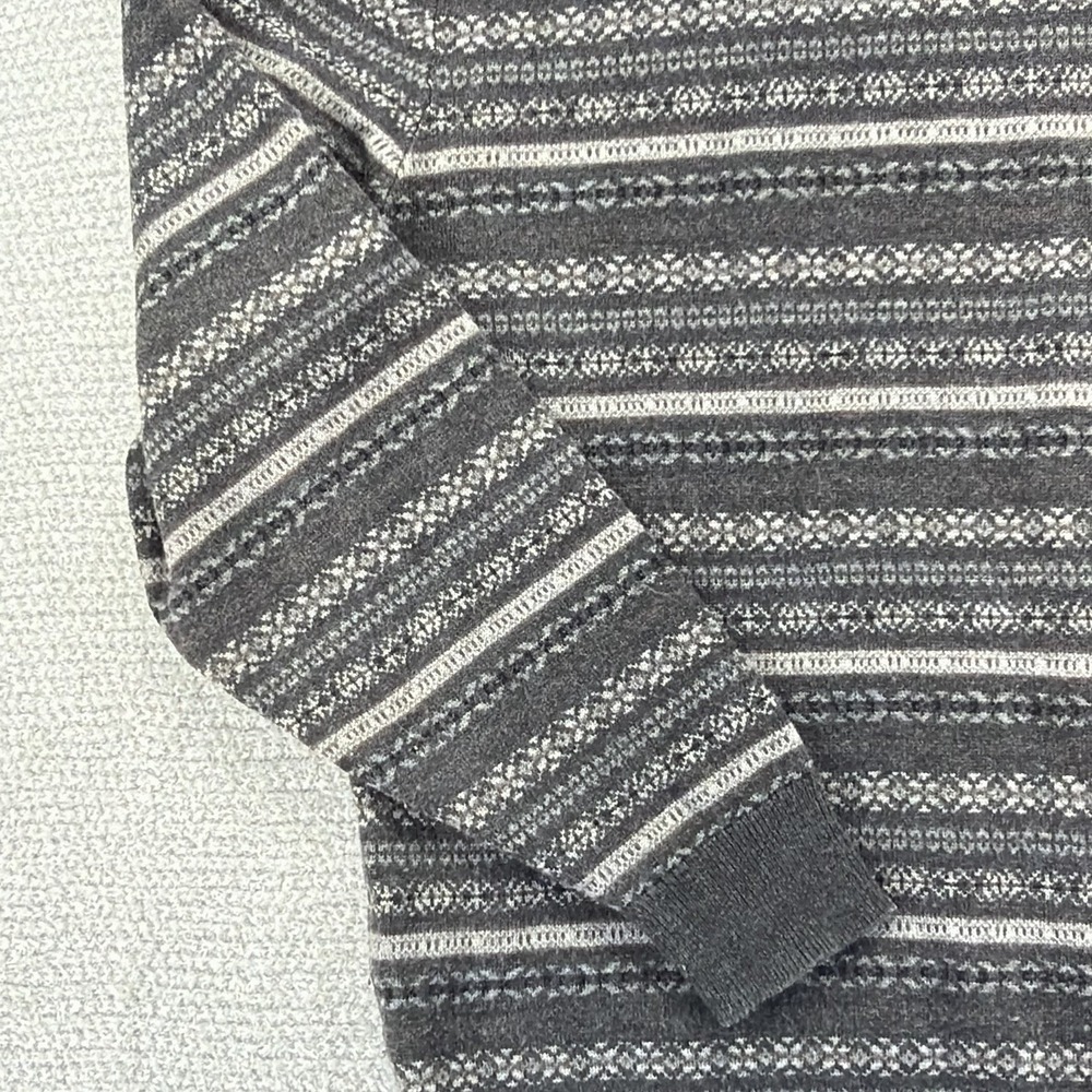 Jos A Bank Sweater Mens Large Gray Geometric Lambs Wool Blend Pullover V-Neck - Picture 8 of 15